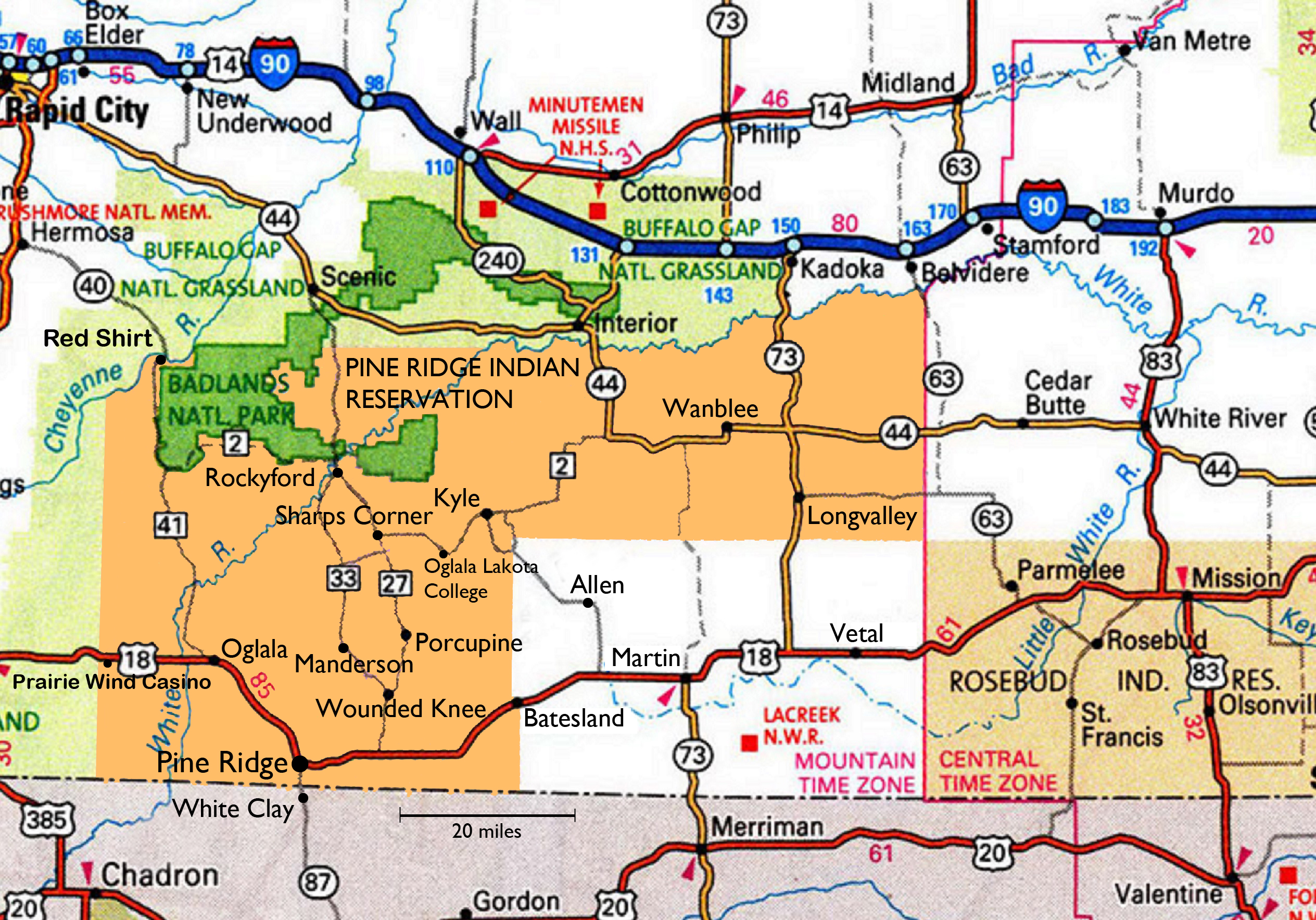 South Dakota Reservation Map Map Of Pine Ridge | Lakota Friends Circle